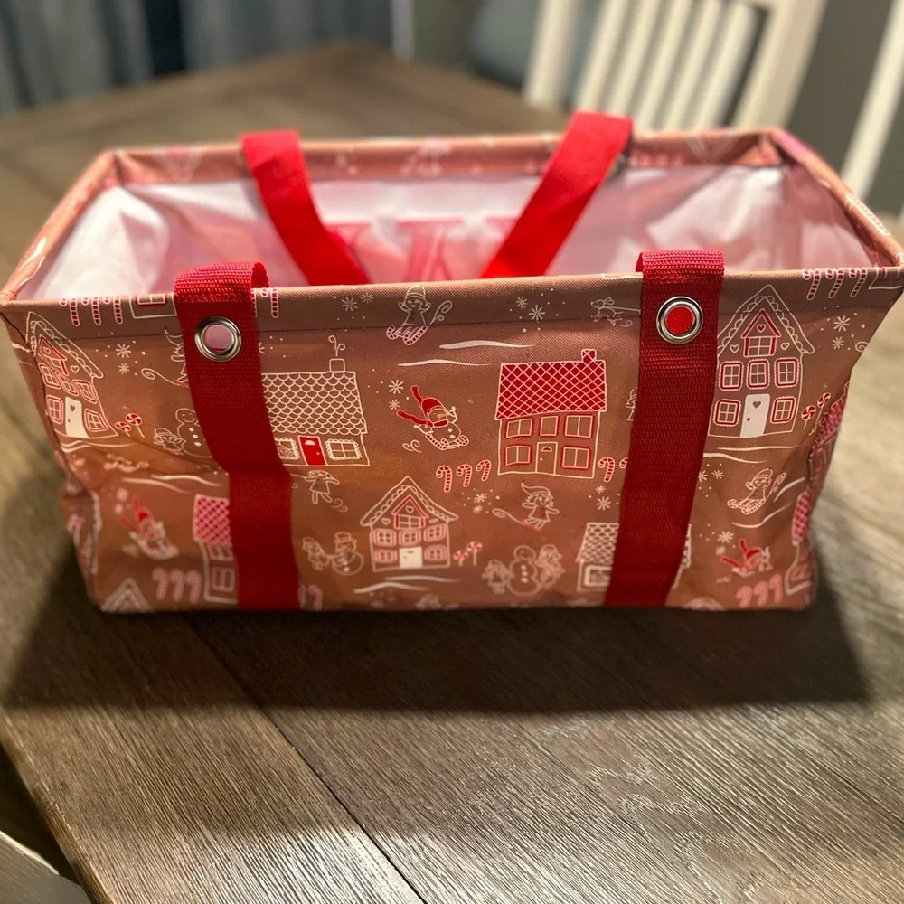 NWOT thirty-one Medium utility tote IN gingerbread print. Personalized. NLA RARE - Picture 6 of 8